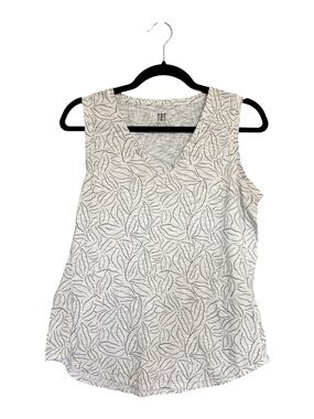 Title Nine Leaf Print Sleeveless V-Neck Tank Top Size Medium